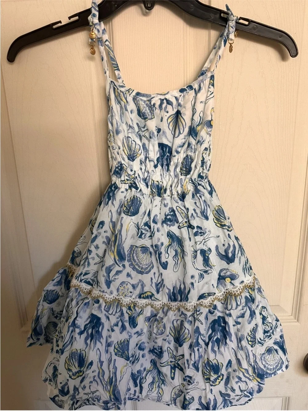 Girls Blue & White Sea Print Sundress resort style size 4